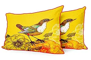 DreamVio Jute Fabric Printed Decorative Throw/Pillow Covers, Cushion Covers for Living Room, Bed Room, Sofa,Chairs,Pillow Cases, Pillow Covers Set of 2, Size 18x27 Inches Style74
