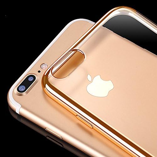 iPhone 7 Case, KARMOUR Protective Bumper Gel Cover with Electroplating Tough Metallic Shock Absorbing Bezel Rim (iPhone 7 Plus 5.5", Bright Gold)