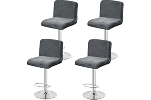 DHAEY - Funda para taburete de bar con respaldo de terciopelo grueso (4 unidades, funda para taburete alto, extensible, funda para silla de comedor giratoria, para casa, bar, color gris oscuro