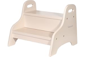 Kindsgut marchepied en Bois, Tabouret marchepied à 2 marches idéal pour Les Enfants, Couleurs discrètes, Sable