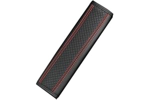 ASUDARO Auto Gurtschutz, Gurtpolster Auto Sicherheitsgurt Schulterpolster PU Leder Sicherheitsgurtbezug Schulterschoner Polster Gurt Schulter für Auto Sicherheitsgurt, Rucksack, Umhängetasche,Schwarz Rot