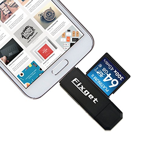 Fixget Speicherkartenleser, SD / Micro SD Kartenleser / Micro USB OTG auf USB 2.0 Adapter mit Standard USB Stecker / Micro USB Stecker fÃ¼r PC, Smartphones mit OTG Funktion, Nicht Kompatibel mit IOS
