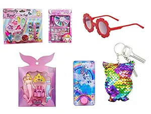 Aashiya trades Real Cosmetic for Little Girls,Kids Makeup Kit for Girls, Kids - Play Washable Makeup Set+ Nail art boX+1 Sunglasses+1 Keyring+1 Mermaid eraser set+1 Water game