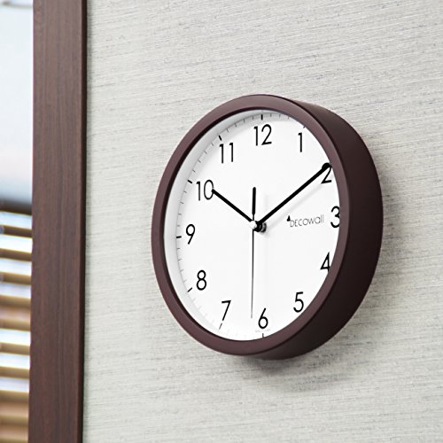 Decowall DSH-H22B Nicht Tickende Stille Wanduhr Modern für Wohnzimmer Küche Büro (Braun, 22.5cm) - 5