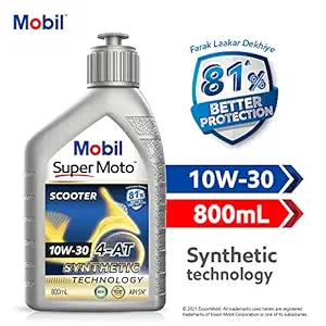 Mobil Super Moto 10W-30 API SL 4-AT Premium Technology Engine Oil for Scooters (0.8L)