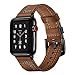 Produktbild QHJ Für Apple Watch Serie 4 Armband 42MM / 44MM,Accessories Ersatz Fitness Armband und Uhrenarmband,Echtes Leder Uhrenarmband Ersatz Armband (Braun)