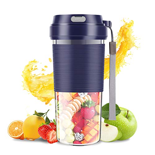 SZMDLX Portable Blender Mixeur Multifonction 2 en 1 Mini-blenders USB Rechargeable avec Lames en Acier Inoxydable pour Fruit Légume Millkshake Smoothie Sport Voyage Accueil 300ml