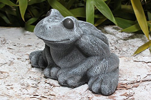 Deko-figur Frosch sitzend klein in Schiefergrau, Stein-figur für Haus und Garten - 3