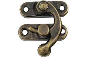 CTDWNT Antique Brass Metal Bronze Hook Purse Hasp Lock Vintage Wooden Clasp Jewelry Hasps Buckle Box Latches