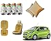 Auto Pearl Premium Quality Car Accessories Combo of Car Tyre Air Alert Valve Cap Set of 4 Pcs. & Car Velvet Bead Seat Cushion Beige 1pcs. & Car Vastra Cushion Pillow Beige Color Set of 2 Pcs For Car & Home. For Chevrolet Beat Type-2 RS.1437.00