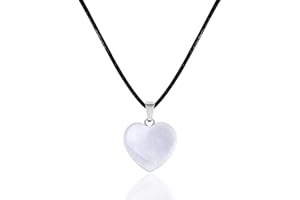 cotigo Colgante Piedra Natural de Corazón - Con Accesorio Acero Inoxidable - Collar Corazón de Mineral y Piedra Preciosa - Collar para mujer de Cristal Curativo – Regalo San Valentín,Cumpleaños