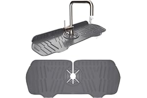 CTRUEE Silicone Sink Splash Tray Mat Tap Drip Draining Holder Kitchen Sink Splash Guard Sink Faucet Mat Sink Tap Mat Sink Protector Mat Kitchen Sink Accessories (Grey)