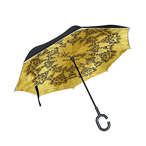 Preisvergleich Produktbild MUMIMI Hochzeitseinladung, umgekehrter Regenschirm, doppelschichtig, Winddicht, UV-Schutz, umgekehrter Regenschirm, umgekehrter Regenschirm mit C-förmigem Griff