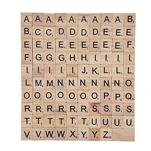 TILY Azulejos de Madera del Scrabble Sistema Completo de 100, Letras del Scrabble Para los Artes, Juegos de Mesa, kit de la Fabricación de la Joyería AZULEJOS BARNIZADOS