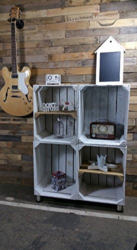 2 Stück weiße Holzkisten – Weinkisten – Obstkisten mit Zwischenregal von Cronenwerth - 8