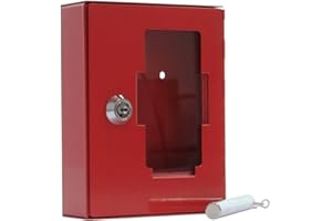Rottner Armadietto per chiave di emergenza NSK 1 con martelletto per rompere il vetro, in lamiera d'acciaio, chiusura a chiave con serratura a cilindro, di colore rosso.