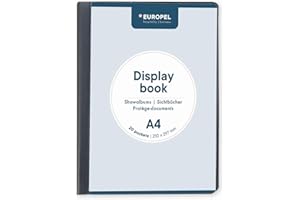 EUROPEL Präsentationsbuch im A4-Format mit 20 Hüllen - Sichtbuch mit Front-View-Inlay - Portfolio- und Projektordner für Besprechungen & Konferenzen - Dunkelgrau / Anthrazit – 114267