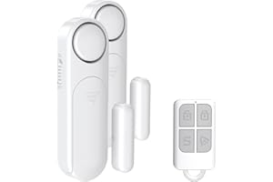 Door Alarm Sensor with Remote Control , 2 Pack SECRUI Wireless Window Door Open Contact Burglar Chime Anti-Theft 2 Mode 120dB Loud Enough Sticky pad Easy to Install for Your home Safety Shop Security