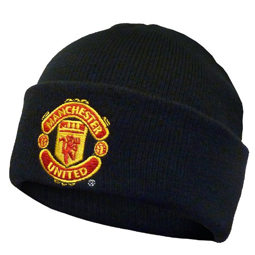 Manchester United FC Official Gift Knitted Bronx Beanie Hat Black