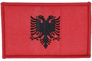 PANDIUI23 Patch ricamate bandiera Albania con colori ufficiali - stemma ricamato - toppe motociclistiche ricamate Albania - toppe militari Albania, toppa Albania (Albania)