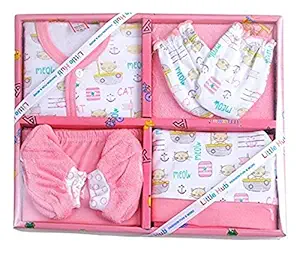 KidsDelight Little New Born Hub Unisex Baby 6pcs Gift Set (Pink, 0-3 Months)