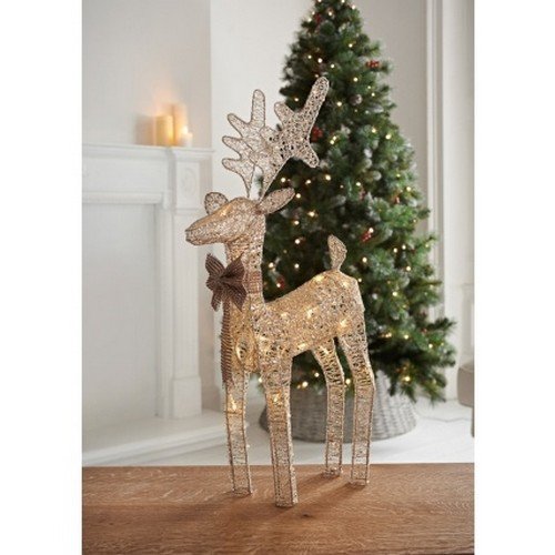 Precioso reno de Navidad para decoración del hogar, 45 cm de alto, color dorado