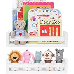 Vencipo Etagère Murale en Bois Lot de 2 pour Rangement Epices Cuisine, Etagere Murale Enfant pour Livres, Decoration Etagere Flottante Organisateur au Salon, Chambre ou Salle de Bains. (Blanc)