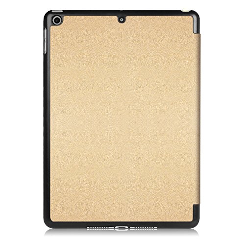 Smart Cover Hülle für neues Apple iPad 2017 9,7 Schutzhülle Flip Case aufstellbare Tasche Bookstyle Designe + GRATIS Stylus Touch Pen (Gold) - 3