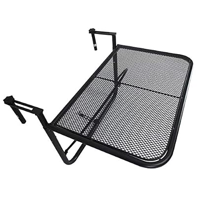 Outsunny Table Suspendue pour Balcon dim. 56,5L x 60l cm Hauteur réglable 3 Niveaux métal époxy Noir