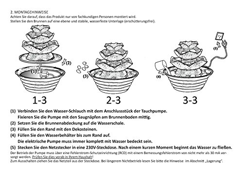 dobar 96410e Design Zimmerbrunnen aus Polyresin in Steinoptik mit Deko-Steinen, Wasserspiel mit Pumpe für innen, Kunststoff, schwarz, 22.2 x 22.2 x 20.6 cm - 9