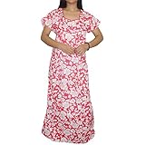 Indiatrendzs Women Cotton Nighty Floral Pink Sleepwear 42"