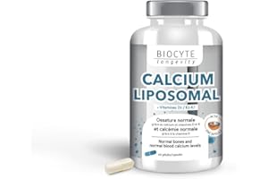 BIOCYTE Calcium Liposomal - Complément alimentaire Ossature, Calcémie, Protection des Actifs Micro-Encapsulés - Calcium, Vitamine D3, Vitamine K2 -MK7-60 gélules - Programme de 20 jours