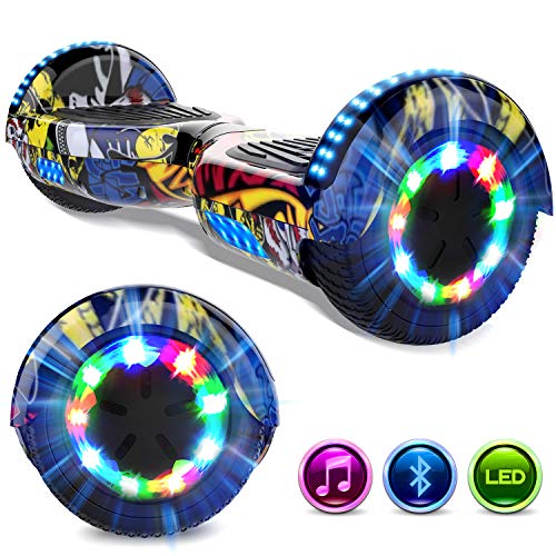 GeekMe Gyropode 6.5 Pouces Électrique Scooter Auto-équilibré Bluetooth Intégré Lampes LED Coloré Clignotantes aux Roues