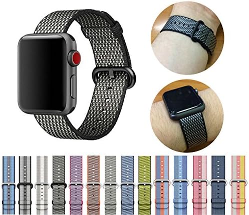 BlingBox Woven Nylon Band Strap Sport Fabric Nylon Bracelet Watchband for iWatch 3/2/1 Black for Apple Watch 42mm - Style 14