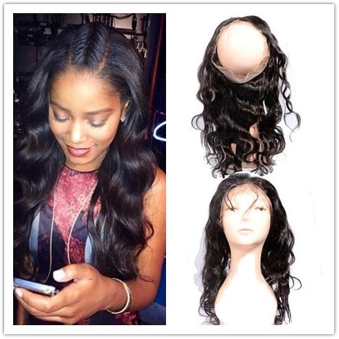 Instylehair Body Wave Brazilian Virgin Hair Free Part 360 Lace Frontal Closure 8A Lace Frontals with Baby Hair 22"x4"x2" Full Lace Band Frontals Natural Hairline #1B 8"