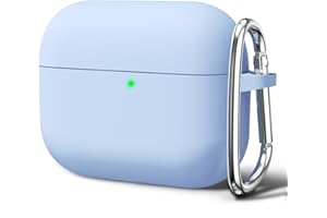 Oakxco für Airpods Pro 2 Hülle Karabiner, Wasserdicht und Stoßfest Silikon Protective Case, Airpods Pro Case Dünn Weiches, Elegant Kawaii Einfarbig Design für Damen Männer, Hellblau