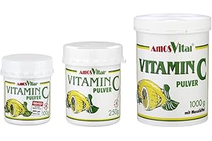 AMOSVITAL Vitamin C Pulver 100g, 100% reine Ascorbinsäure, für den täglichen Gebrauch, in der Dose