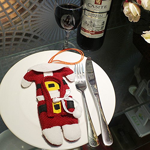 csdsotre Kerstmis bestekbak tassen 12 pc ’s Sankt-beroep Kerstmis decoratie bestek kostuum kleine broeken en kleding bestek-sets (12 stücke)