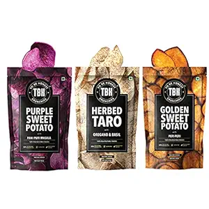 TBH - To Be Honest Vegetable Chips Crunchies | 265g, Pack of 3 | Taro, Golden Sweet Potato, Purple Sweet Potato Chips | High Dietary Fiber Nutritious Snacks