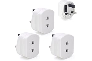 TFUFR Pack of 3 Shaver Adaptor Plug UK Charger Adapter, 2 Pin To 3 Pin EU/US to UK Plug Adaptor, Electric Toothbrush Bathroom Socket Adapter Plug UK, EU 2 Pin To UK 3 Pin Adaptor Plug Converter