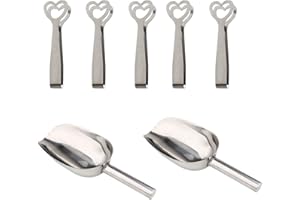 HOSHISEA 5 Pezzi Pinze per Zucchero e 2 Palline per Gelato, Set di Pinze per Gelato in Acciaio Inossidabile, Pinze per Caramelle, per Caramelle, Cubetti di Ghiaccio, Insalate e Pasta per Matrimoni, Feste, Bar