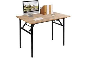 sogesfurniture AC5TB-100-SF składany stół komputerowy, 100 x 60 cm, stół biurowy, stół konferencyjny, składany, do domu, biura, na piknik, do ogrodu, drewno tekowe i czarne