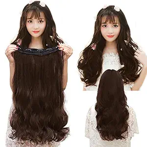 Chronex? 5 Clips Based 21Inchs Curly Hair Extension/Wig for Girls and Women (Dark Brown)