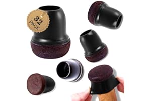 Ezprotekt Silikon-Filzgleiter für Stuhlbeine, Polster für Möbelbeine, Tischbeine, Sofa, kein Lärm, Keine Kratzer, klein, passend für Φ 13-20 mm Stuhlbeinkappen, Schwarz, 32 Stück