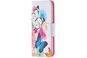 Reevermap Samsung Galaxy S21 FE Case 5G Samsung S21 FE Phone Case Flip Shockproof PU Leather Wallet Card Holder Magnetic Closure Kickstand Cover, Butterflies