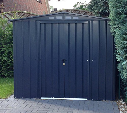 Globel Industries Metall Garten Gerätehaus Gartenhaus 8×6 anthrazit // 234x175x198 cm (BxTxH) // 4,1m² // Gerätehaus Metall Satteldach - 9
