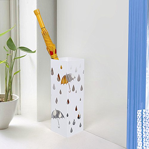 Songmics Schirmständer Regenschirmständer metall Wasserauffangschale und Haken werden verschenkt 49 cm weiß LUC49W - 2