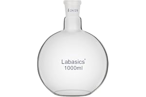 Labasics Einhals Flachboden Kochflasche, Borosilikatglas Flachbodenflashe Flat Bottom Boiling Flask Glaskolben mit 24/29-Standard-Gewinde, 1000 ml