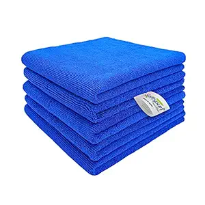 SOFTSPUN Microfiber Multipurpose Towels 340 GSM (5 Pcs , Blue)