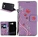 Produktbild Roreikes Samsung Galaxy J5 2017 (US Model)Hülle, Slim Retro Schmetterling und Blume PU Leder Bookstyle Handyhülle Tasche Flip Wallet Case mit Strap Portable Handytasche Anti-Scratch Shell Cash Pouch ID Card Slot Magnetverschluss Etui Soft Silikon Back Cover Folio Schale Schutzhüllen für Samsung Galaxy J5 2017 - Lila
